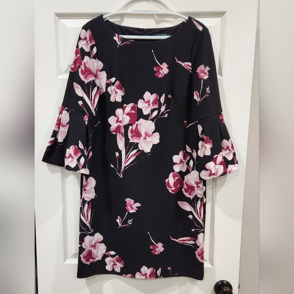 Lauren Ralph Lauren Floral Print Bell Sleeve Dress Size 12 NWOT